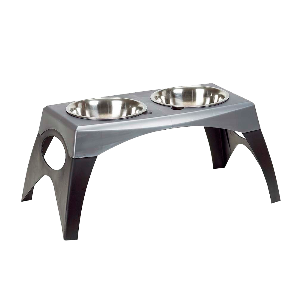 Elevated Dog Food Bowl - Bergan Stormcloud Feeder (Black / Grey)