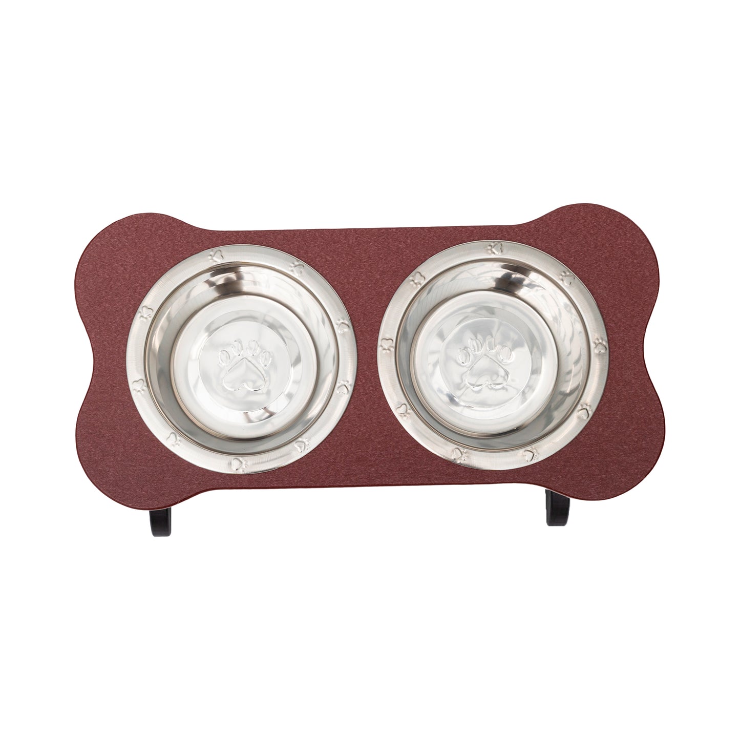 Raised Dog Bowls for Large Dogs - Poly Double Feeder__Color: Cherry Wood / Black