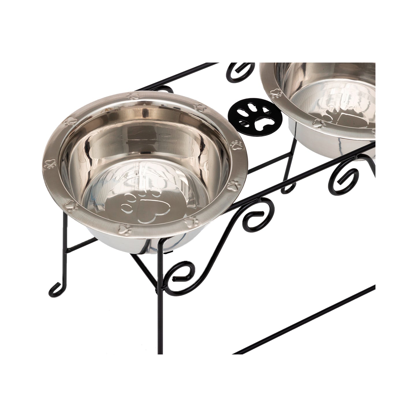 Wrought Iron Dog Bowl Stand - Double Feeder__Color: Black - Size: Tall