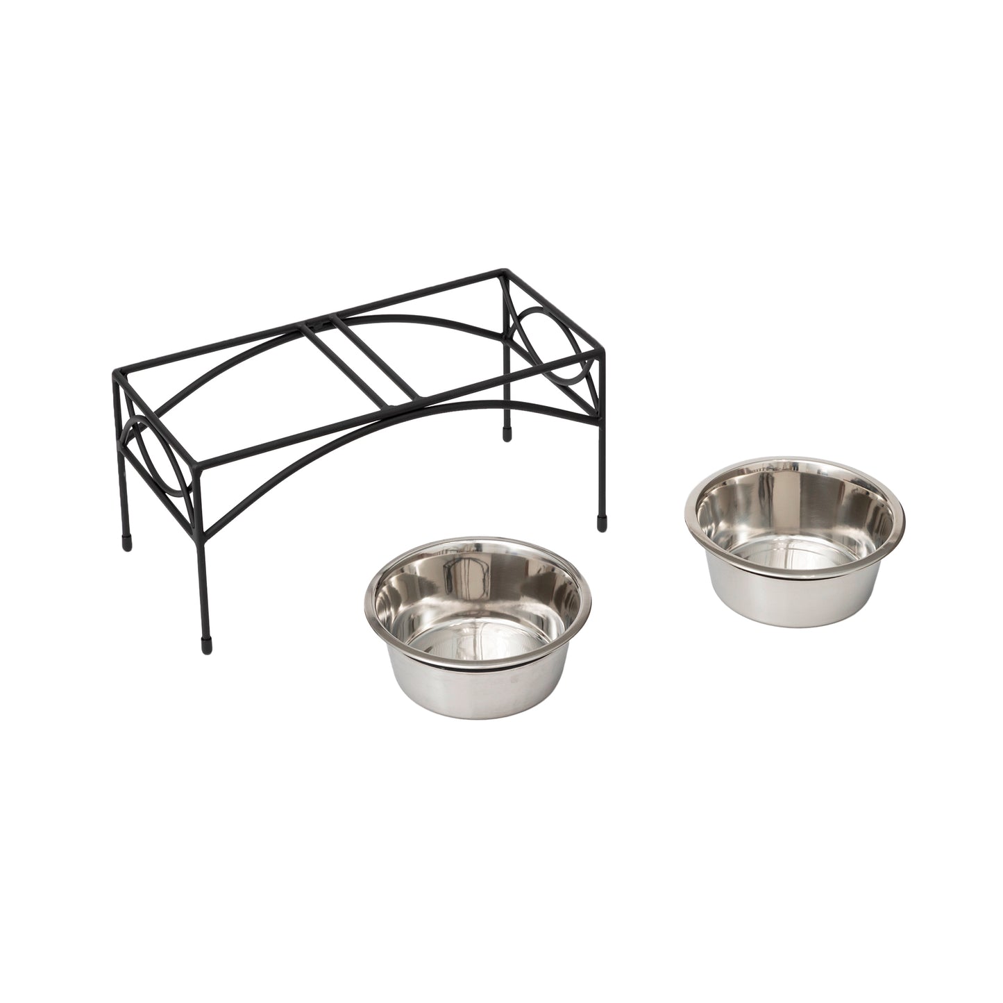 Dog Food Bowl Stand – Regal Double Feeder__Color: Black