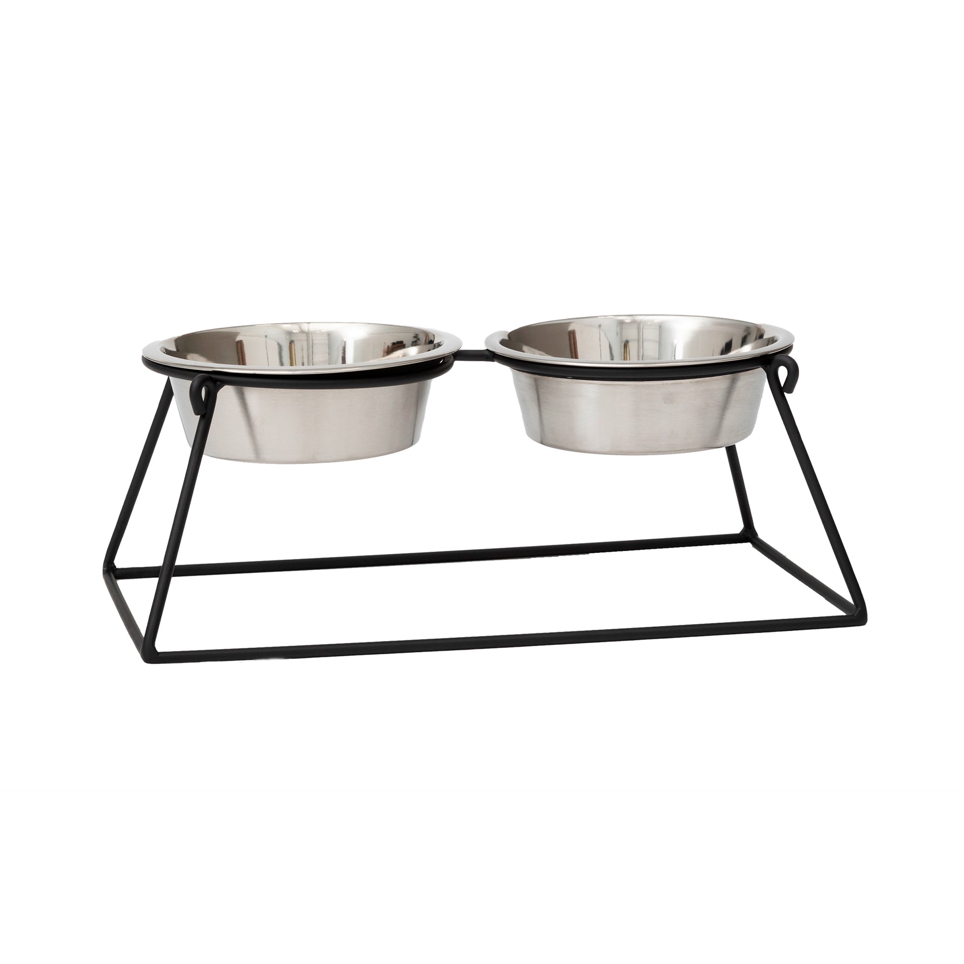 Dog Food Stand - Pyramid Double Feeder__Color: Black