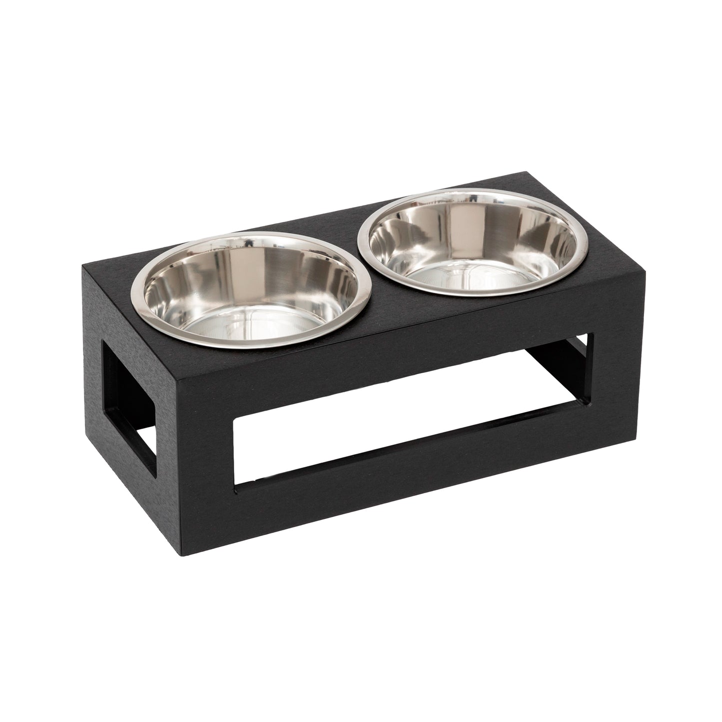 Elevated Dog Bowl Holder - Porchside Double Feeder__Color: Black