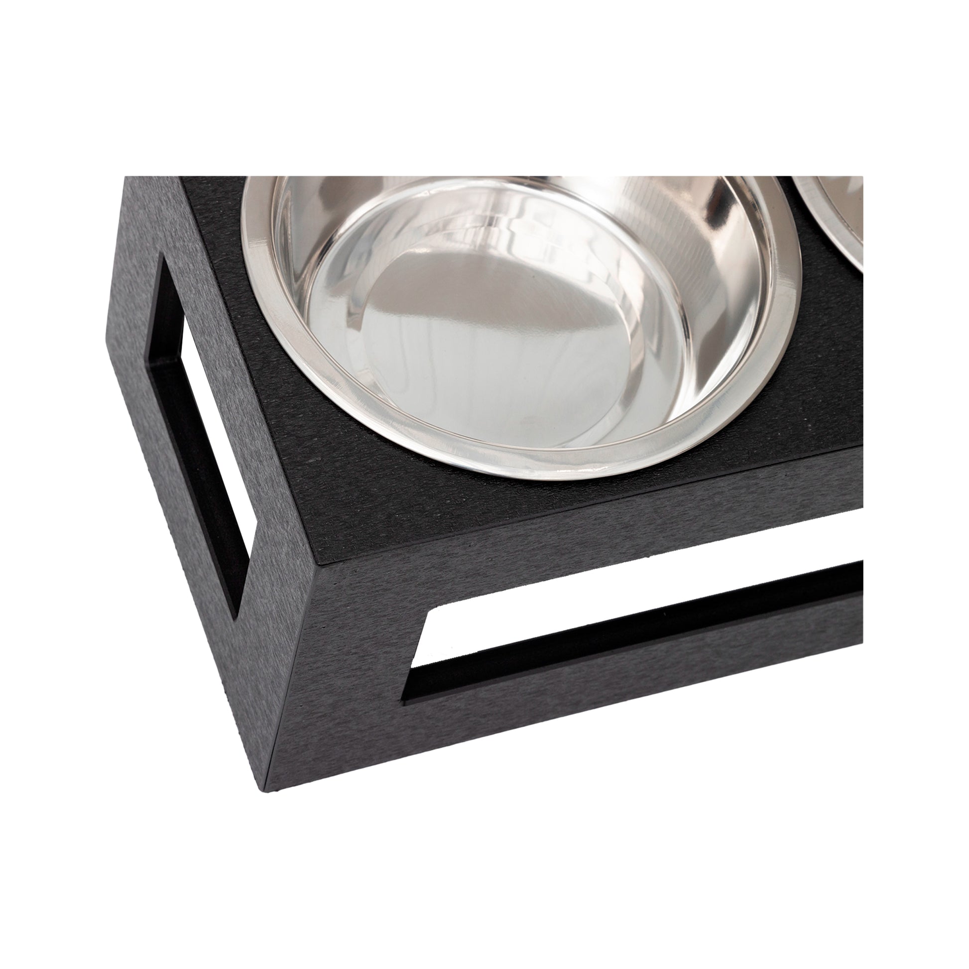 Elevated Dog Bowl Holder - Porchside Double Feeder__Color: Black