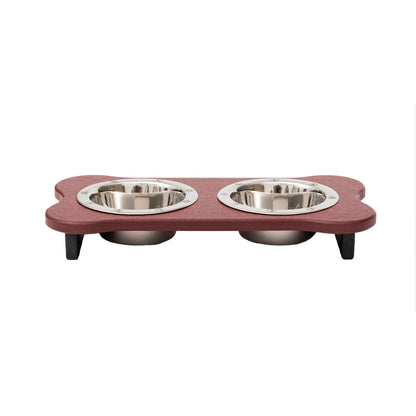 Elevated Dog Feeder - Poly Double Feeder__Color: Cherry Wood / Black - Size: Low Pint