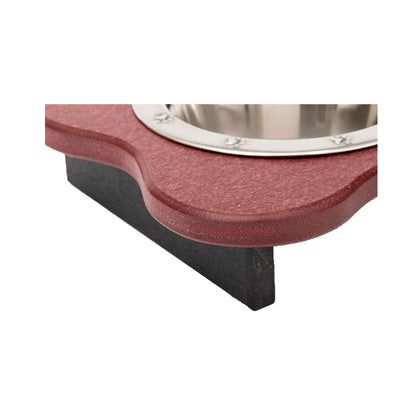 Elevated Dog Feeder - Poly Double Feeder__Color: Cherry Wood / Black - Size: Low Pint