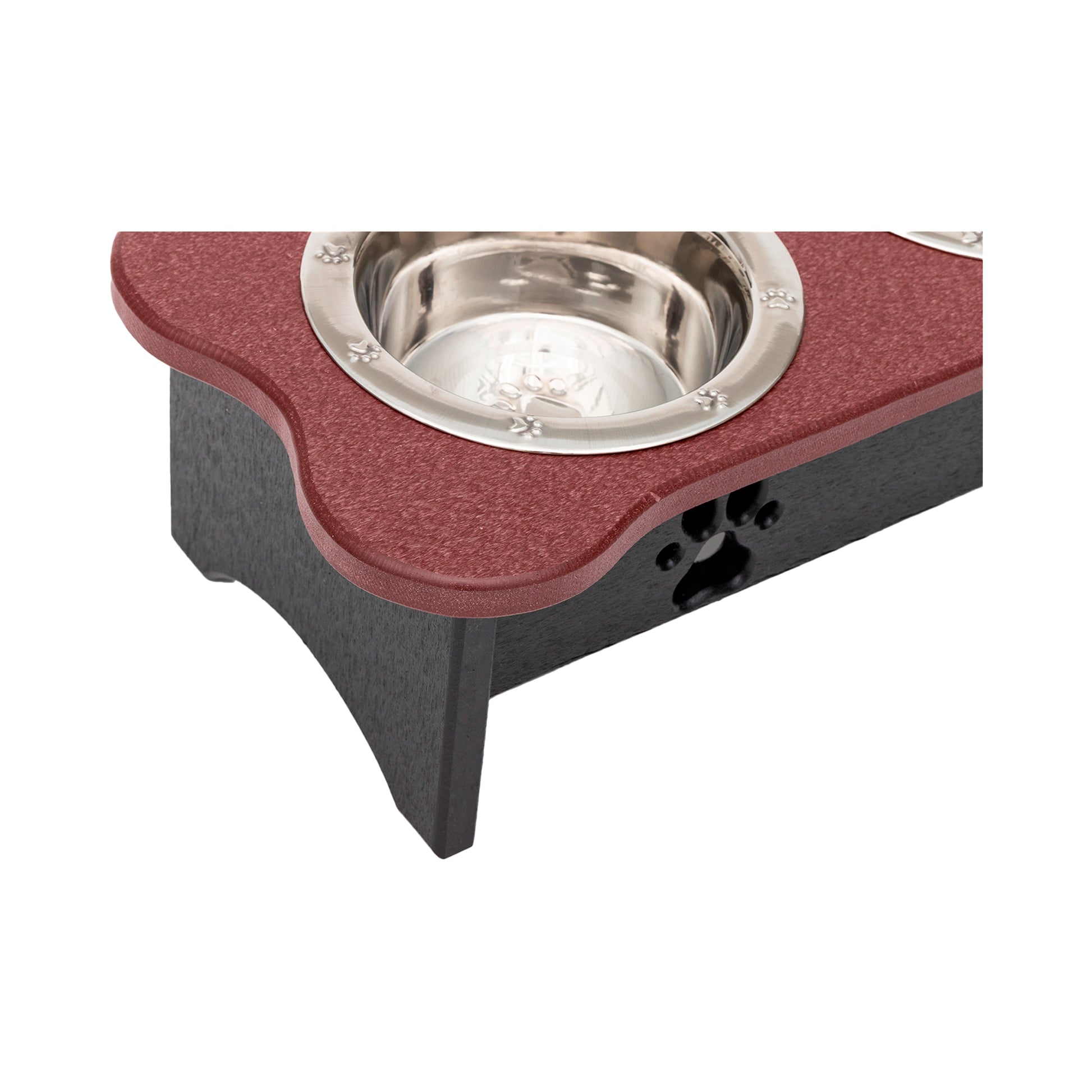 Elevated Dog Feeder - Poly Double Feeder__Color: Cherry Wood / Black - Size: Tall Pint