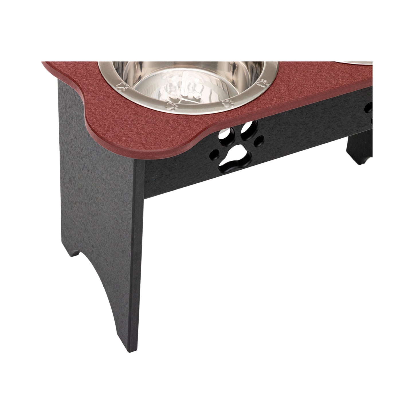 Elevated Dog Feeder - Poly Double Feeder__Color: Cherry Wood / Black - Size: Tall