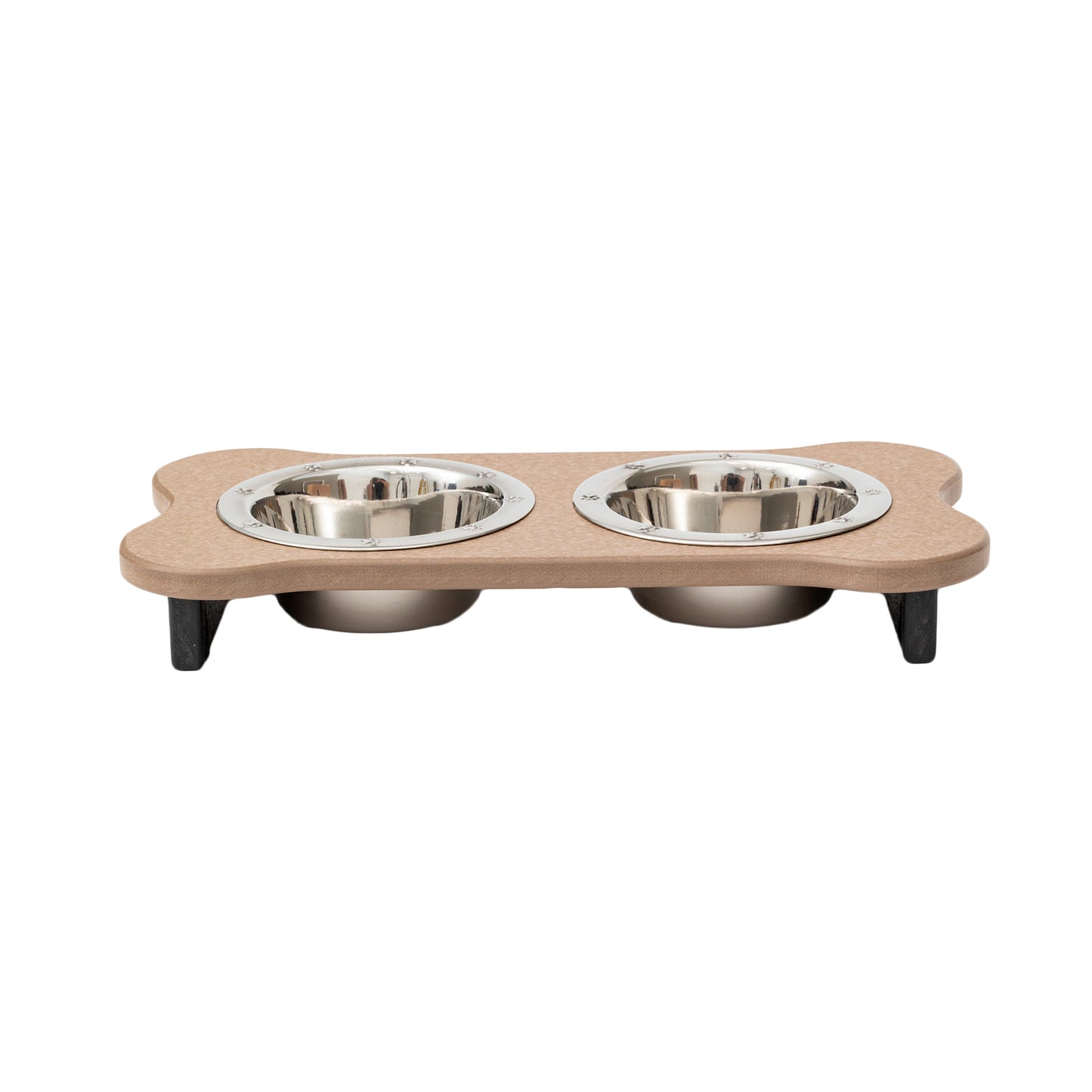 Elevated Dog Feeder - Poly Double Feeder__Color: Weather Wood / Black - Size: Low Pint