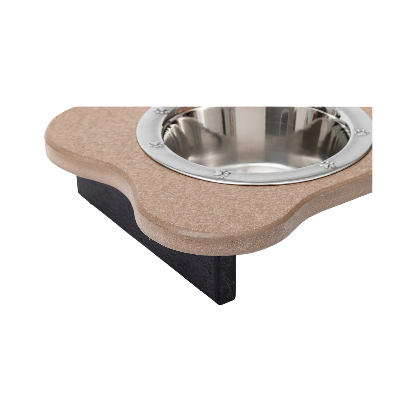 Elevated Dog Feeder - Poly Double Feeder__Color: Weather Wood / Black - Size: Low Pint