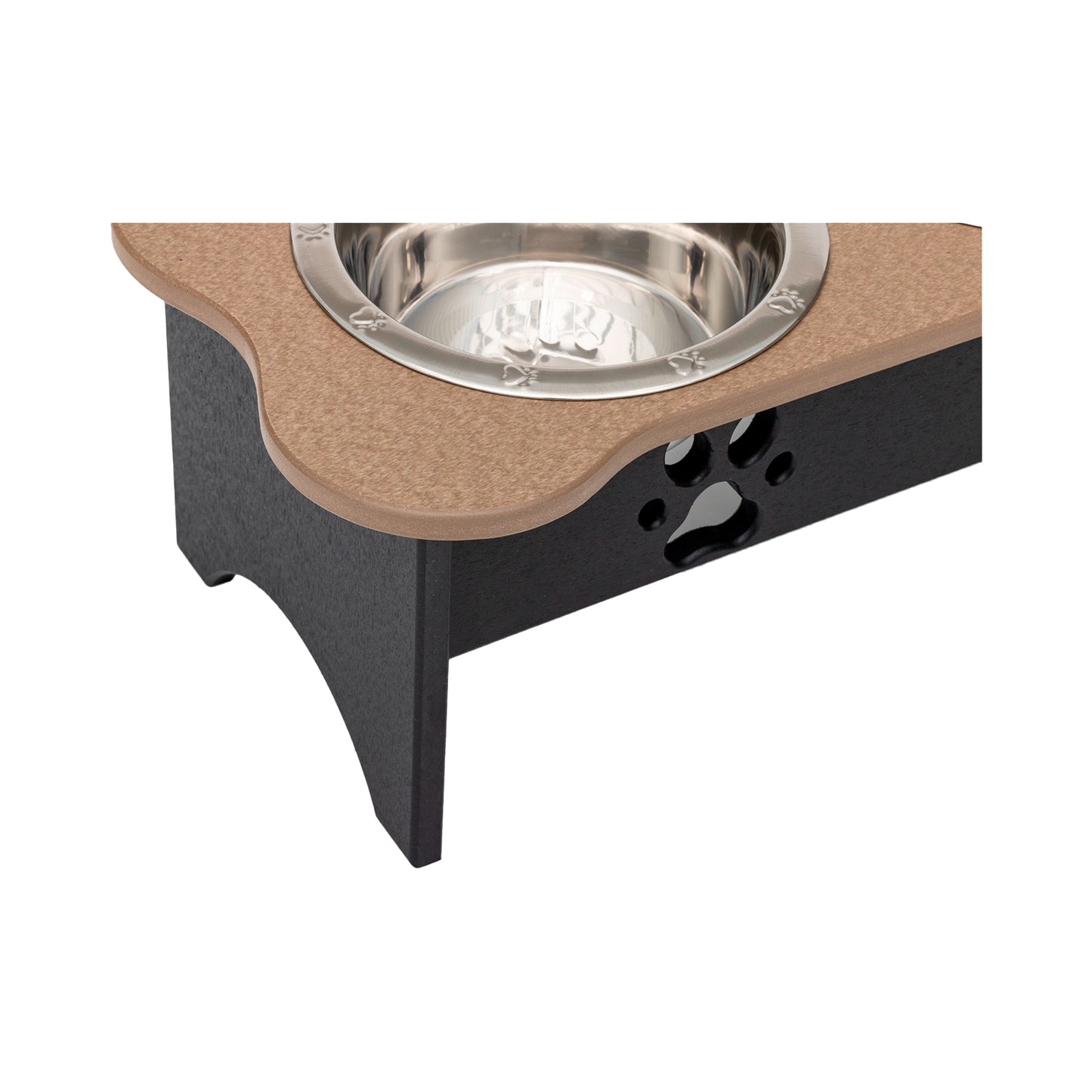 Elevated Dog Feeder - Poly Double Feeder__Color: Weather Wood / Black - Size: Medium