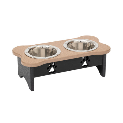 Elevated Dog Feeder - Poly Double Feeder__Color: Weather Wood / Black - Size: Tall Pint