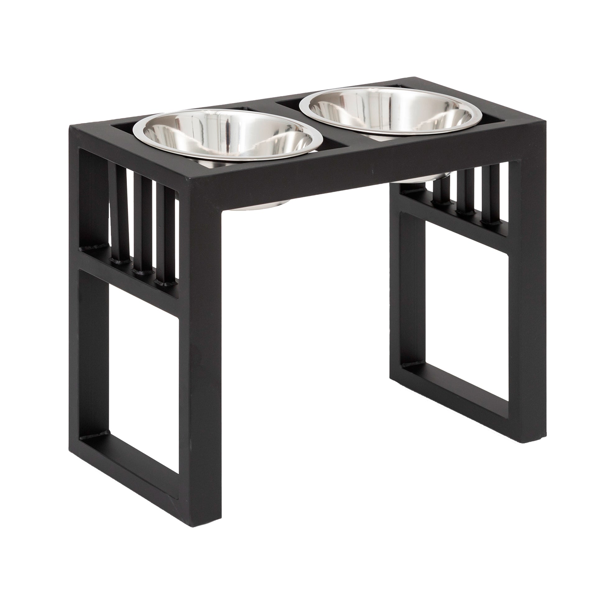 Elevated Dog Food Bowls for Large Dogs - Libro Double Feeder__Color: Black