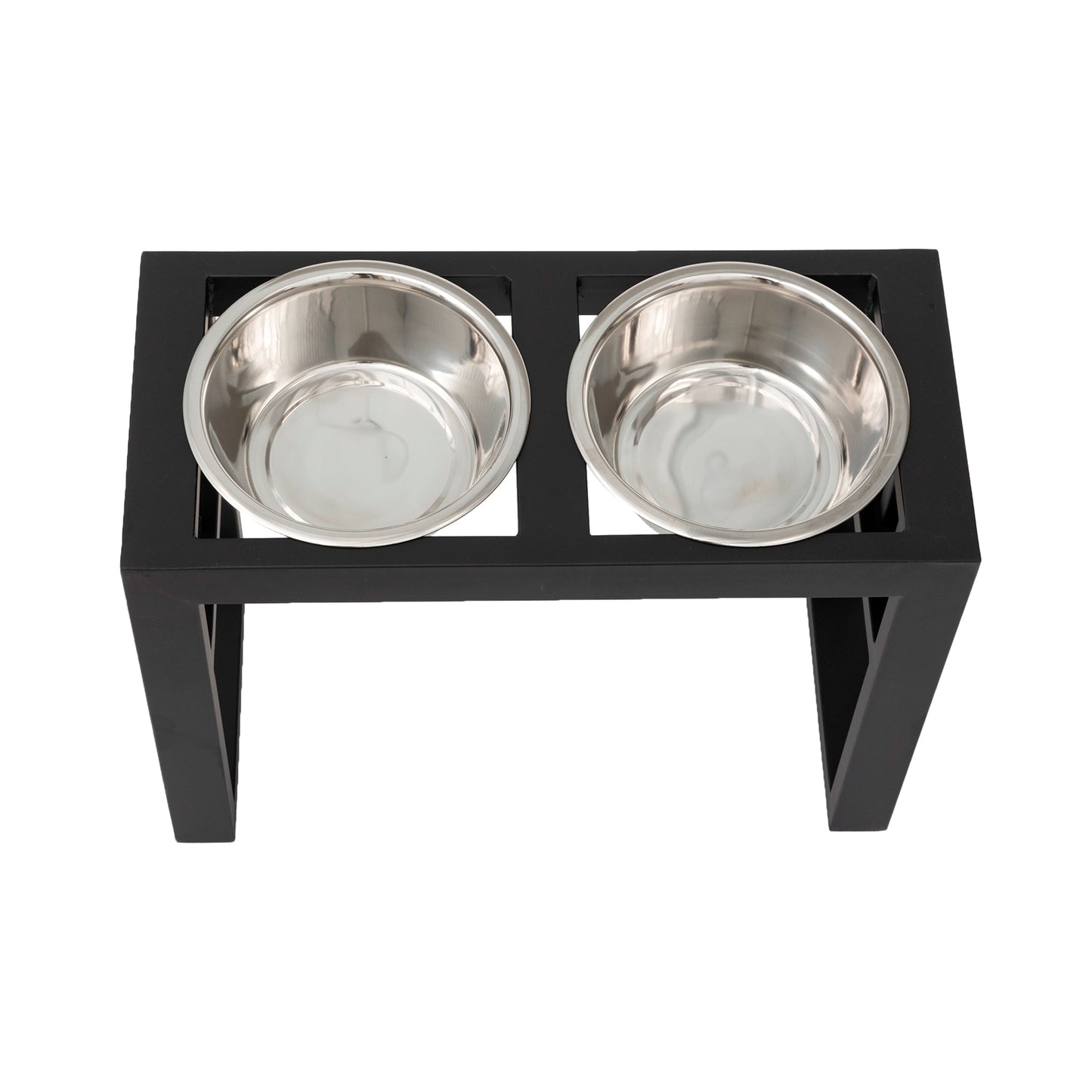 Elevated Dog Food Bowls for Large Dogs - Libro Double Feeder__Color: Black