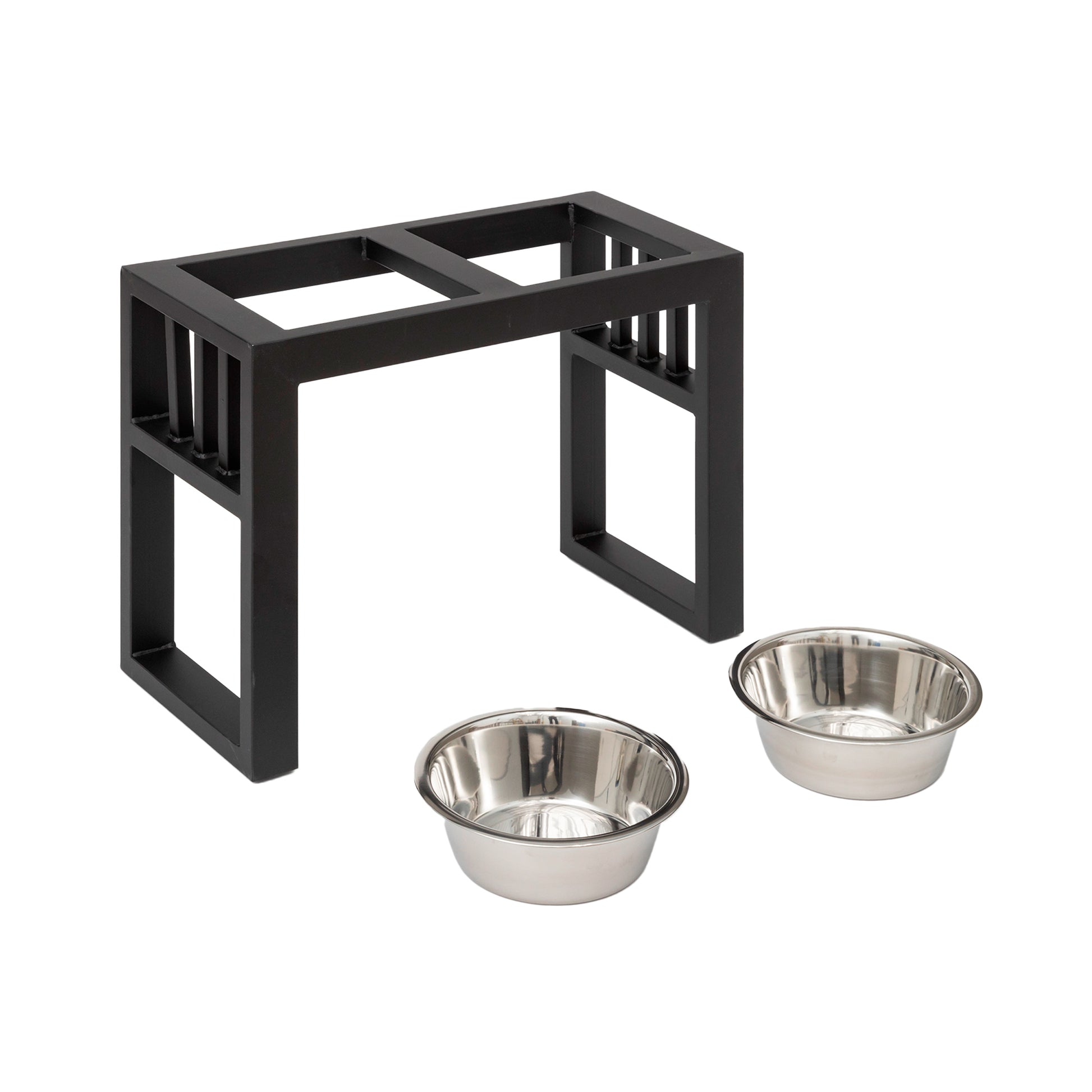 Elevated Dog Food Bowls for Large Dogs - Libro Double Feeder__Color: Black