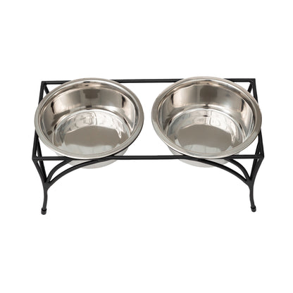 Raised Dog Food Bowl - Arbor Double Feeder__Color: Black