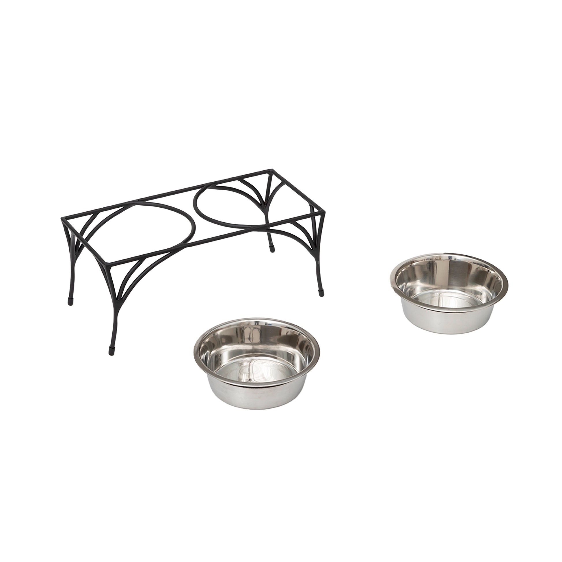 Raised Dog Food Bowl - Arbor Double Feeder__Color: Black