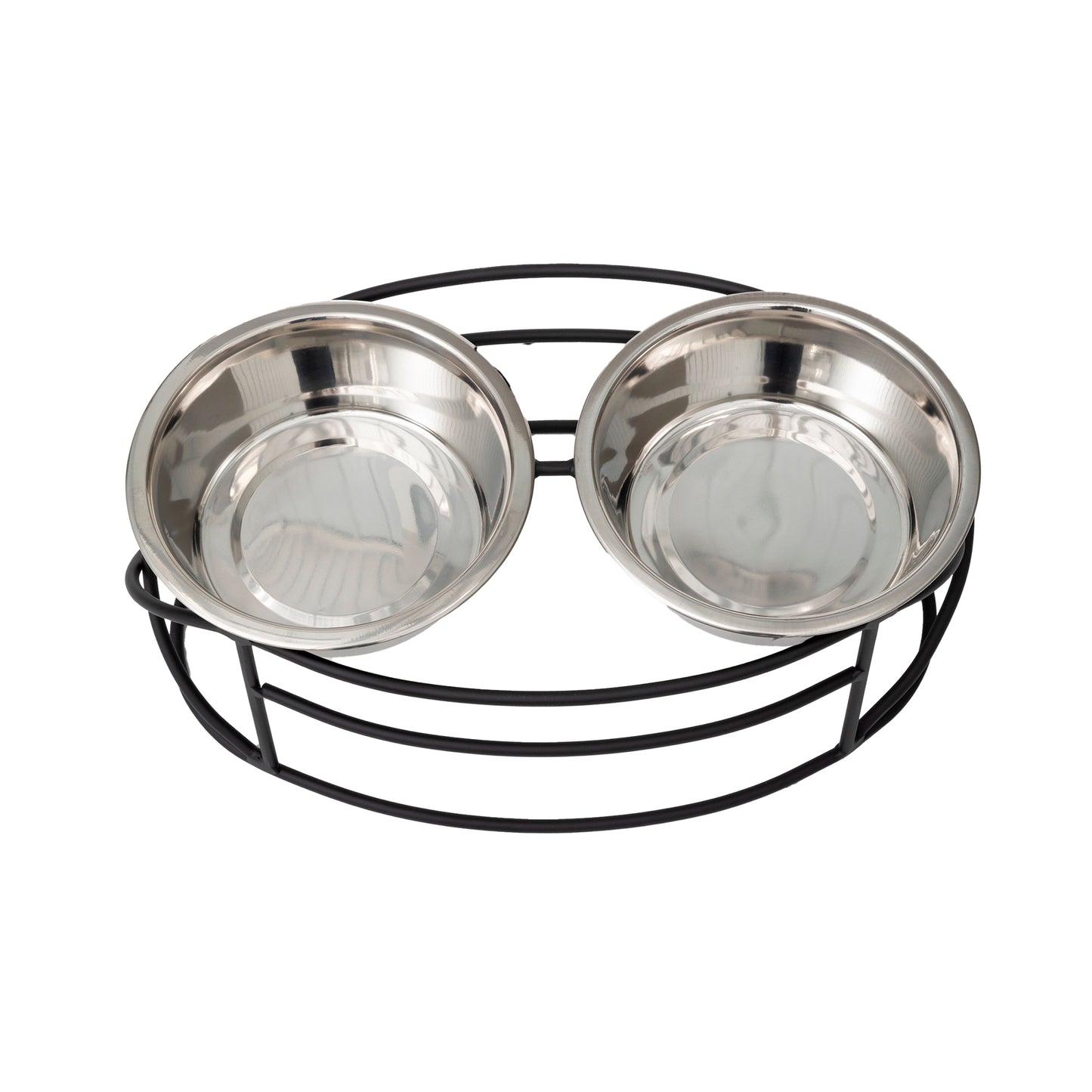 Raised Pet Bowls - Oval Cross Double Feeder__Color: Black