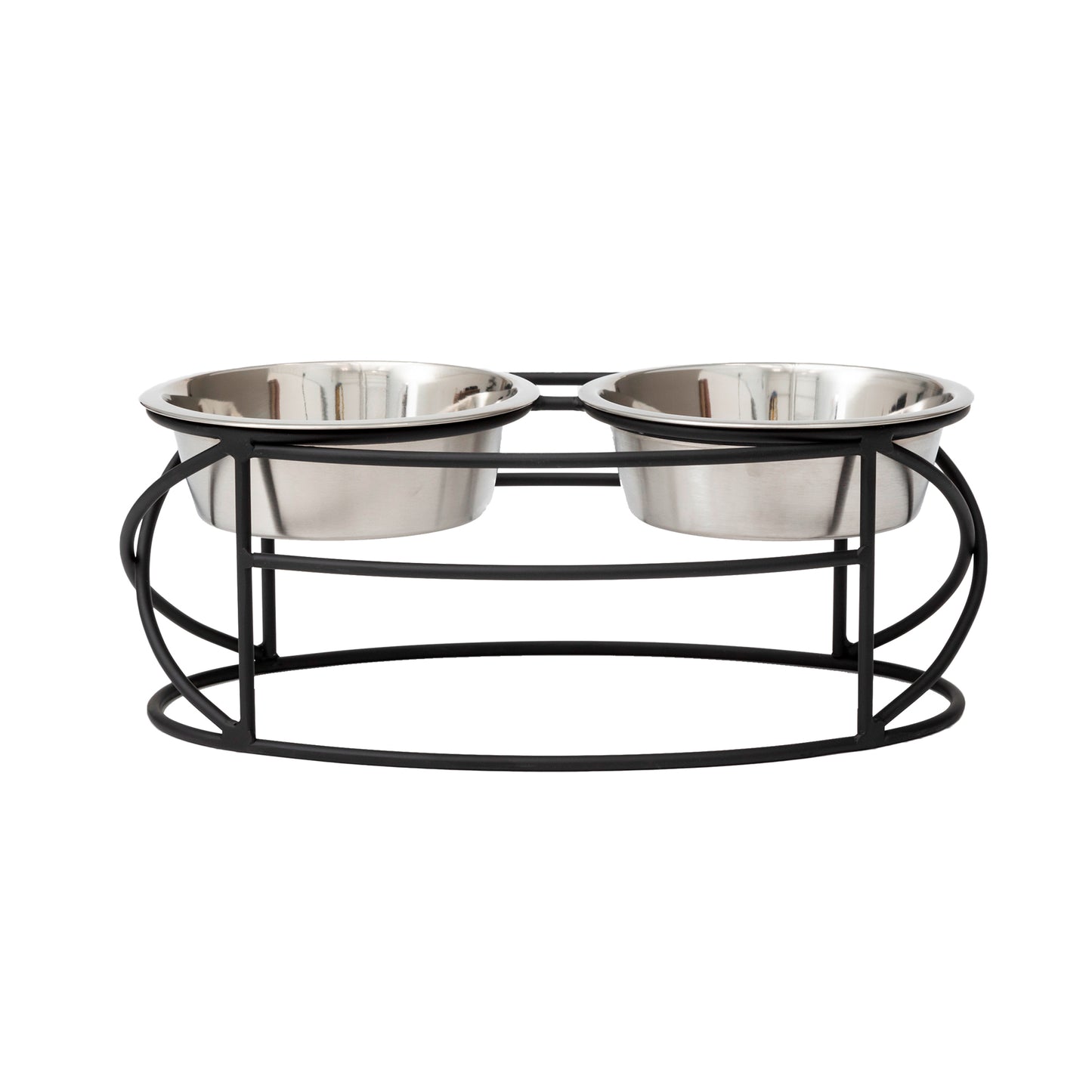 Raised Pet Bowls - Oval Cross Double Feeder__Color: Black