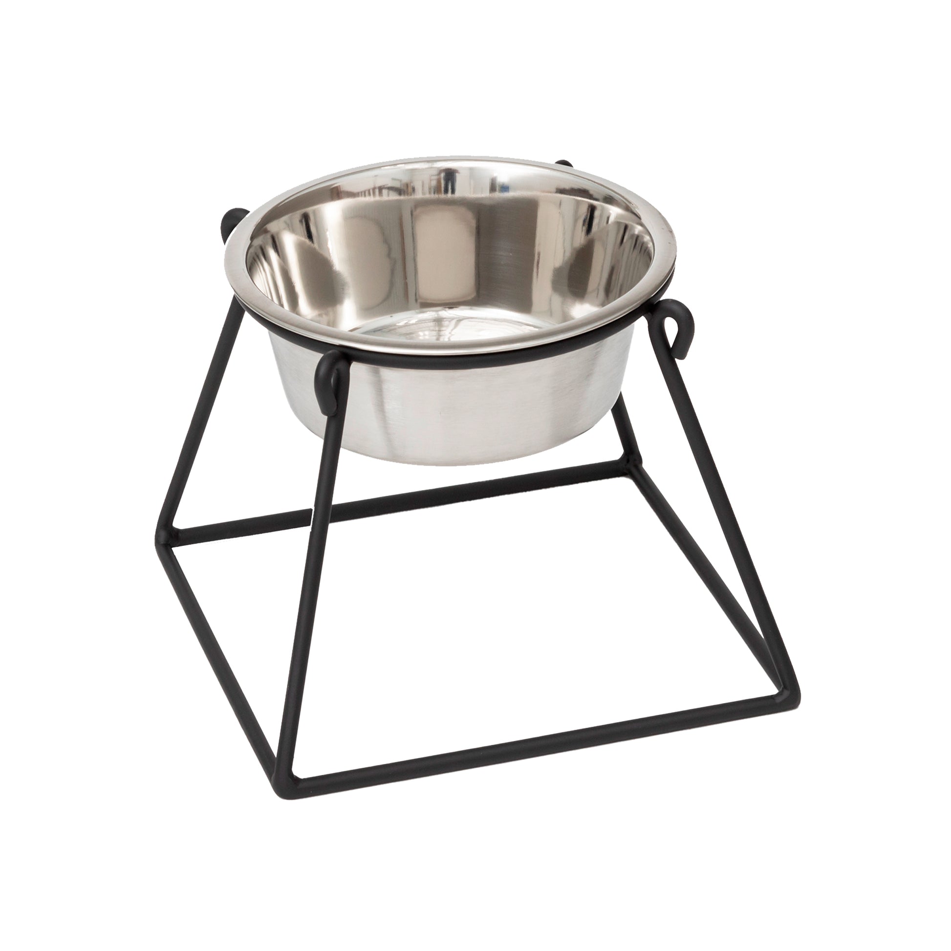 Single Bowl Raised Dog Feeder - Pyramid Single Feeder__Color: Black