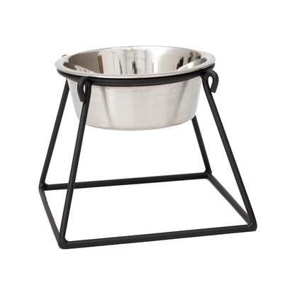 Single Bowl Raised Dog Feeder - Pyramid Single Feeder__Color: Black