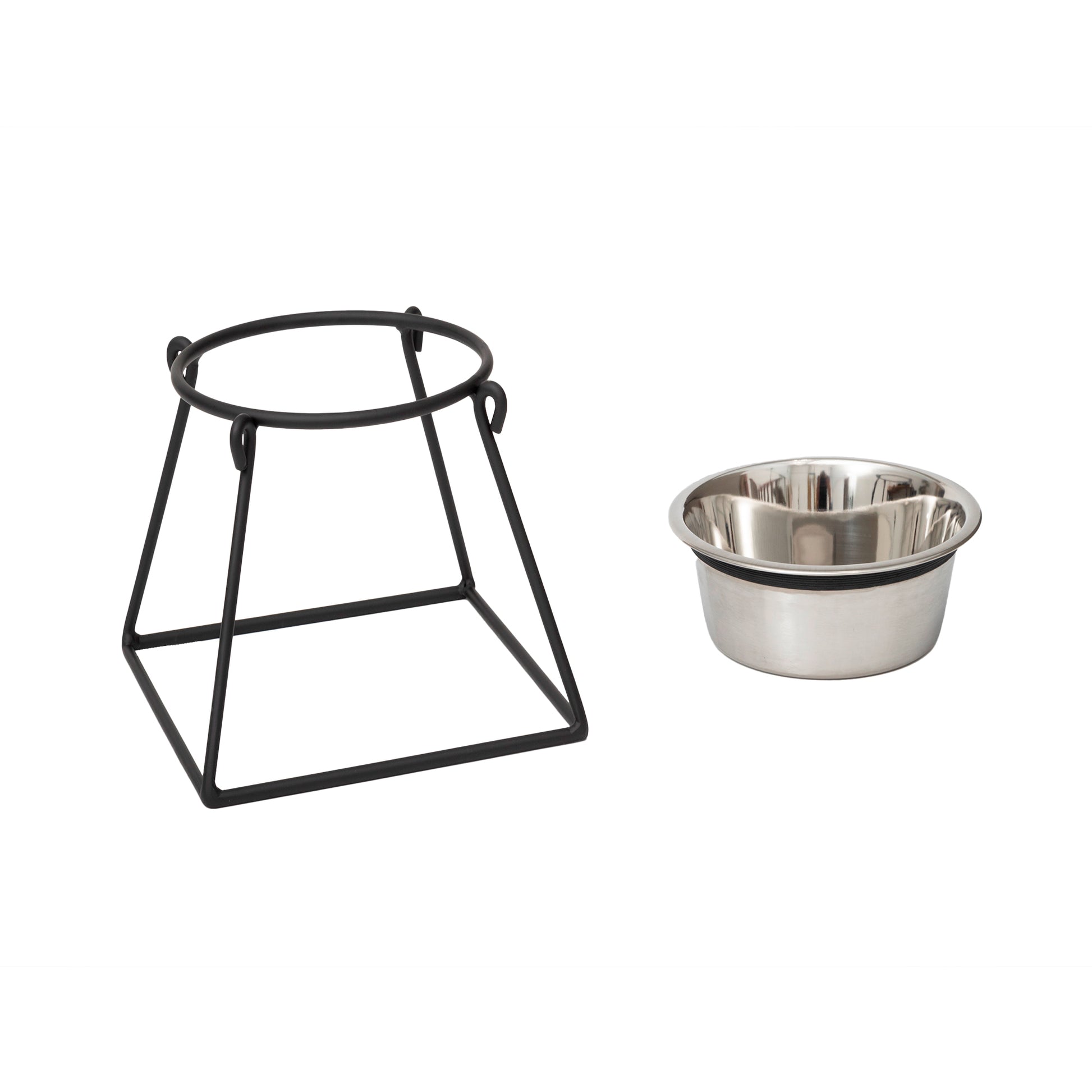 Single Bowl Raised Dog Feeder - Pyramid Single Feeder__Color: Black