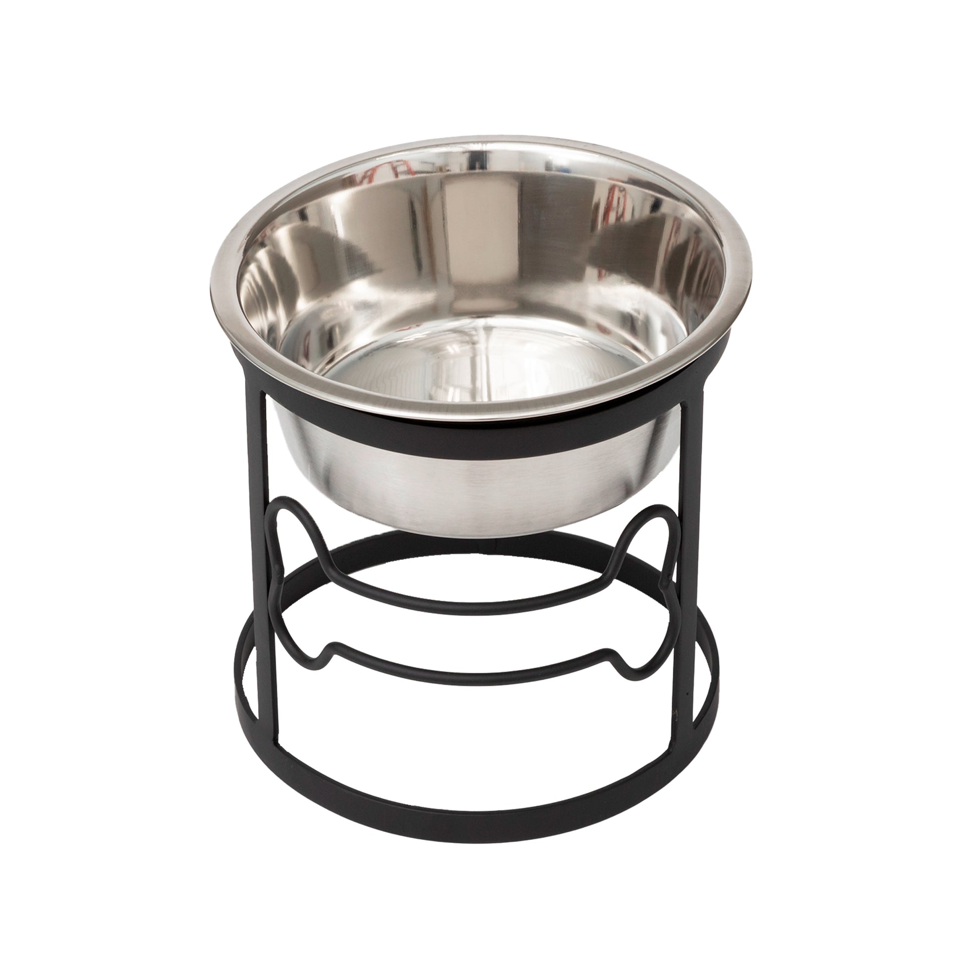 Single Dog Bowl Stand - Bone Single Feeder__Color: Black