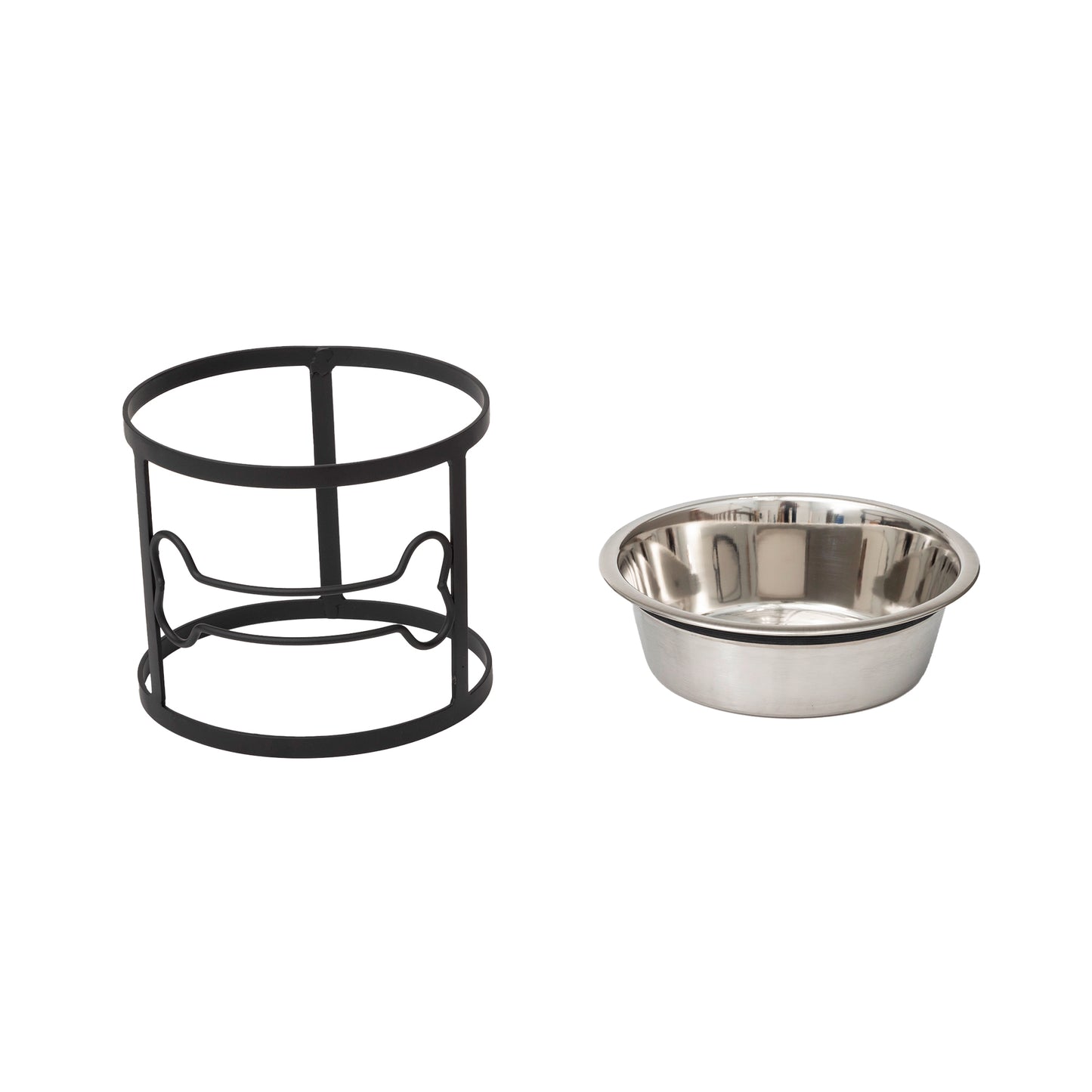 Single Dog Bowl Stand - Bone Single Feeder__Color: Black