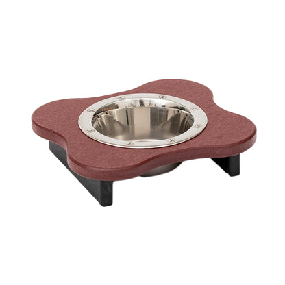 Single Raised Dog Bowls - Poly Feeder__Color: Cherry Wood / Black - Size: Low Pint