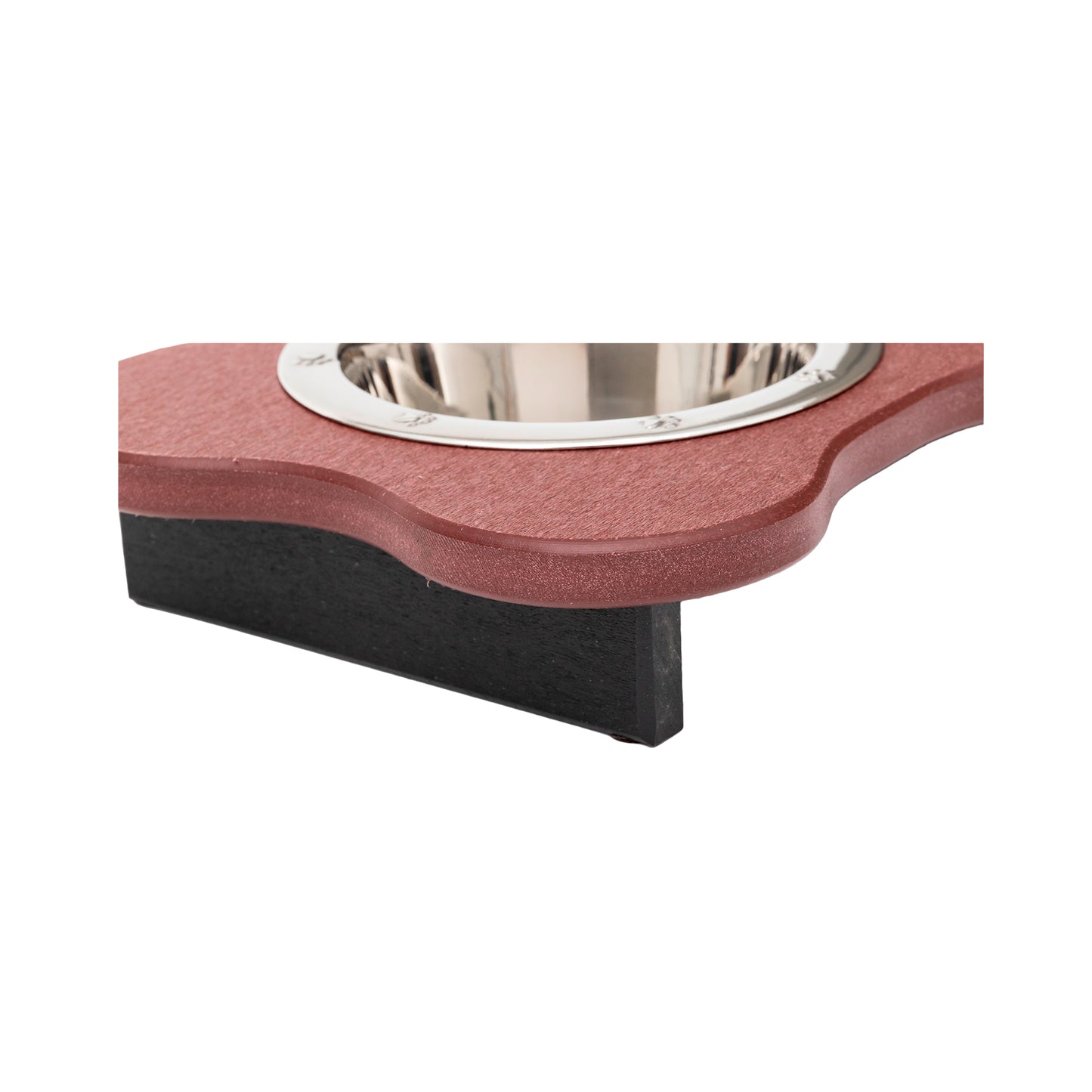 Single Raised Dog Bowls - Poly Feeder__Color: Cherry Wood / Black - Size: Low Pint