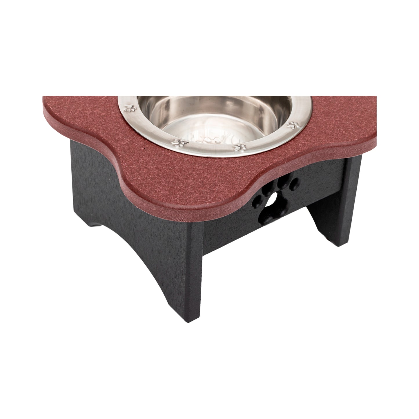 Single Raised Dog Bowls - Poly Feeder__Color: Cherry Wood / Black - Size: Tall Pint