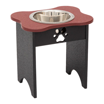 Single Raised Dog Bowls - Poly Feeder__Color: Cherry Wood / Black - Size: Tall