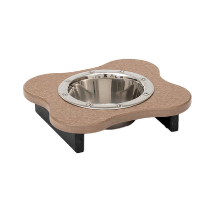 Single Raised Dog Bowls - Poly Feeder__Color: Weather Wood / Black - Size: Low Pint