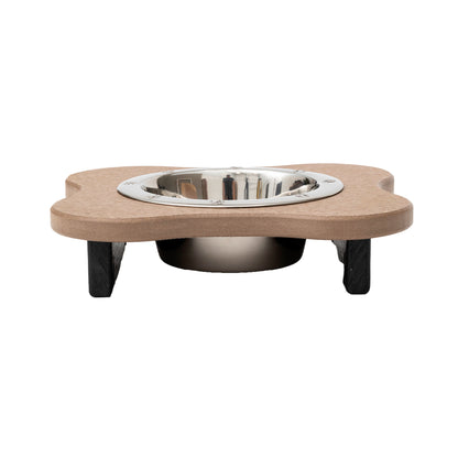 Single Raised Dog Bowls - Poly Feeder__Color: Weather Wood / Black - Size: Low Pint