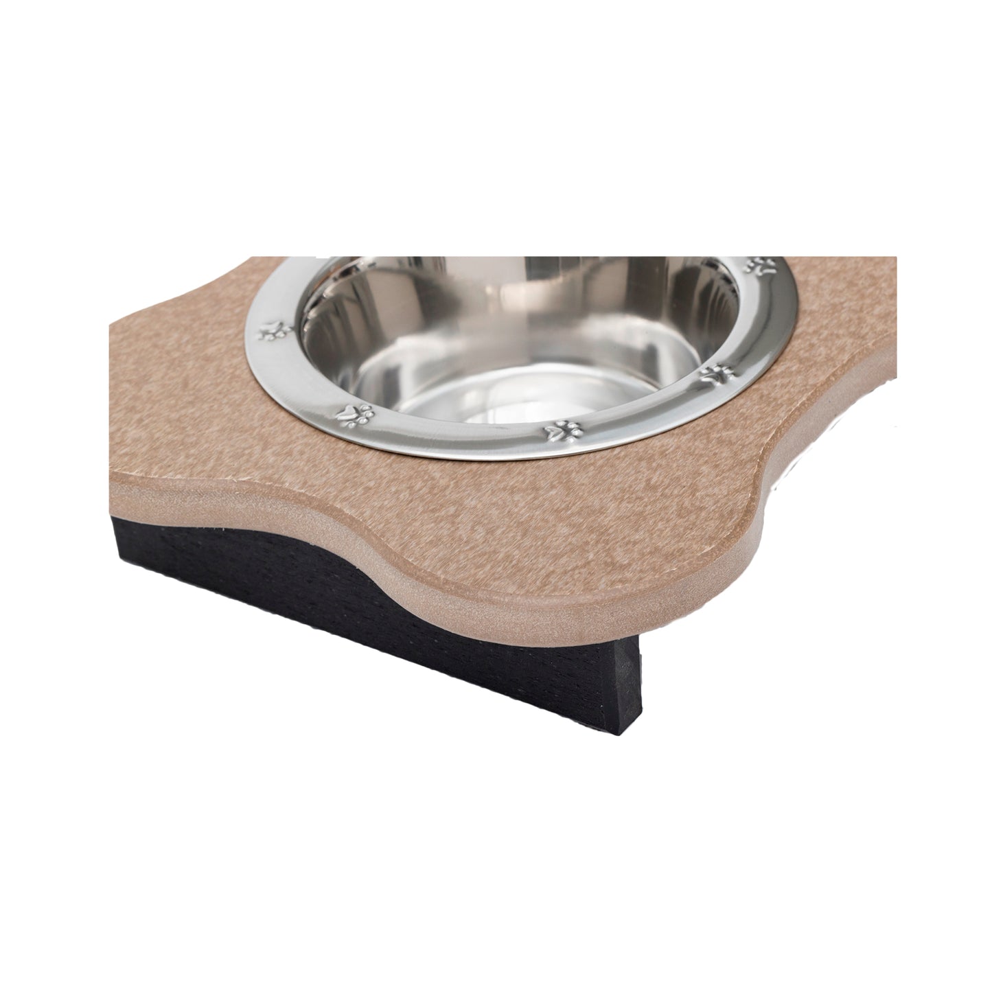 Single Raised Dog Bowls - Poly Feeder__Color: Weather Wood / Black - Size: Low Pint