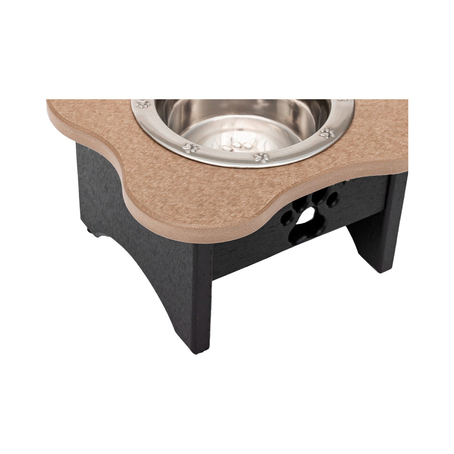 Single Raised Dog Bowls - Poly Feeder__Color: Weather Wood / Black - Size: Tall Pint