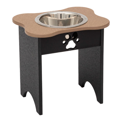 Single Raised Dog Bowls - Poly Feeder__Color: Weather Wood / Black - Size: Tall