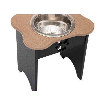 Single Raised Dog Bowls - Poly Feeder__Color: Weather Wood / Black - Size: Tall