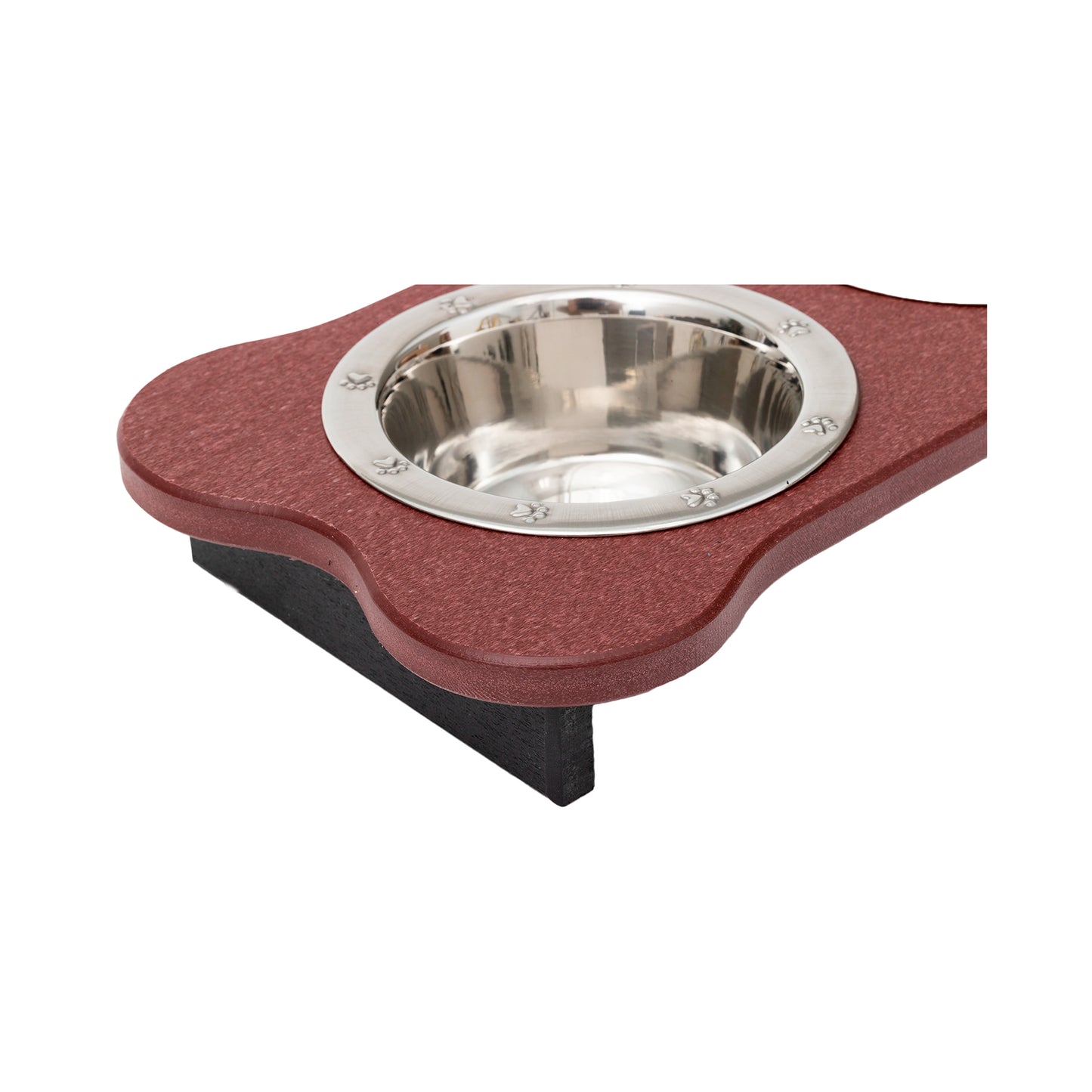 Three Bowl Dog Feeder - Poly Feeder__Color: Cherry Wood / Black - Size: Low Pint