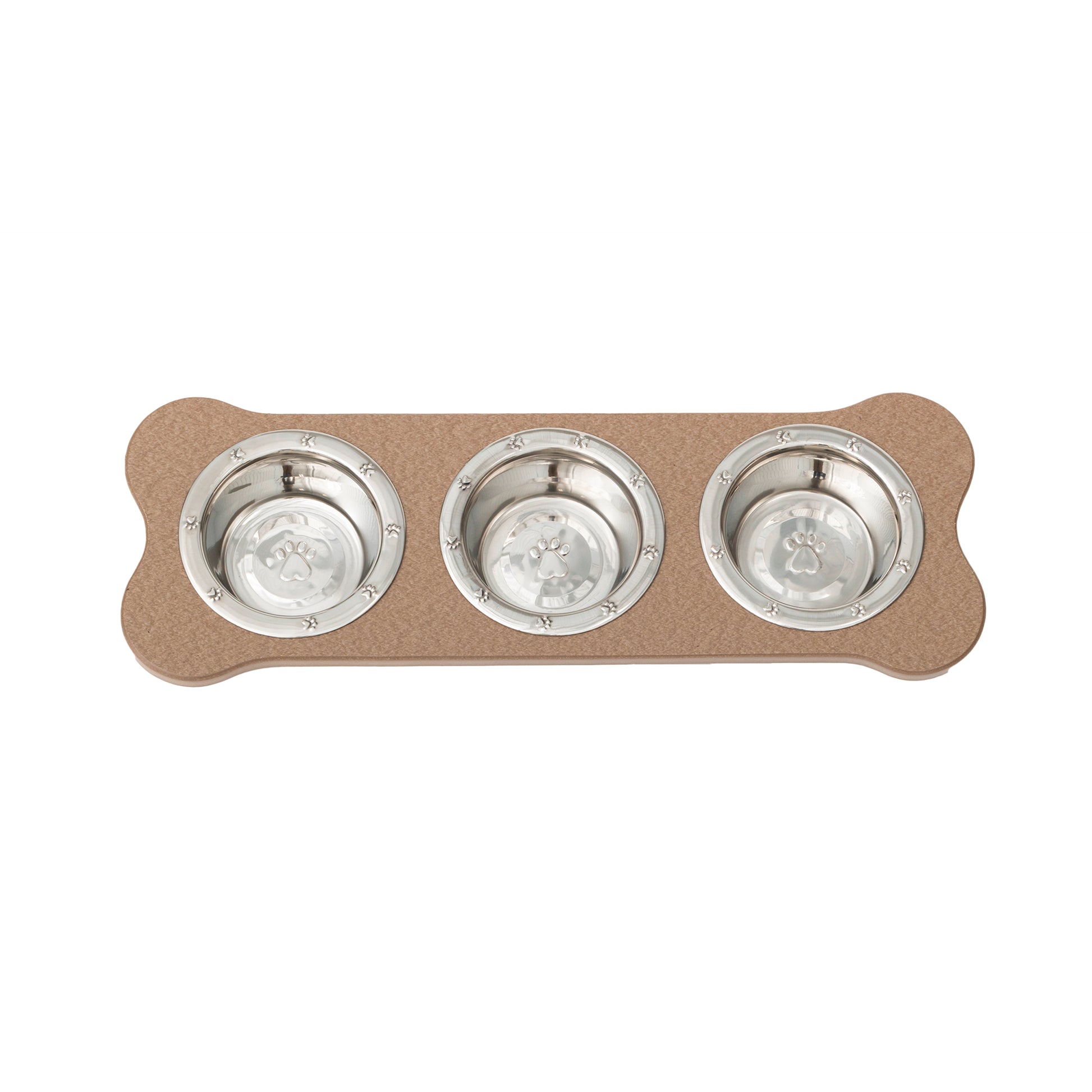 Three Bowl Dog Feeder - Poly Feeder__Color: Weather Wood / Black - Size: Low Pint