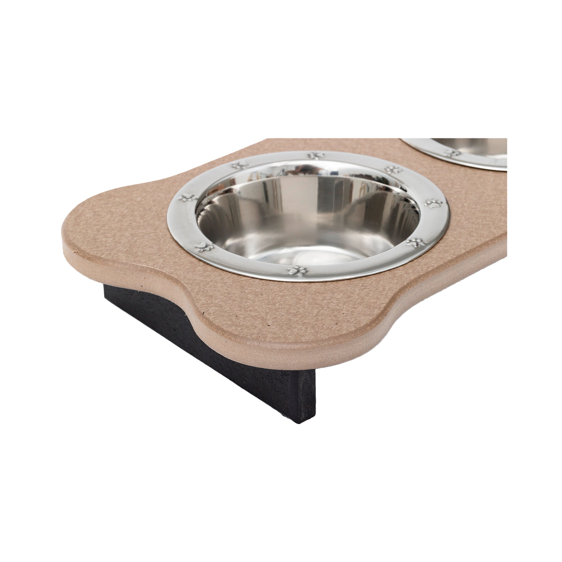 Three Bowl Dog Feeder - Poly Feeder__Color: Weather Wood / Black - Size: Low Pint