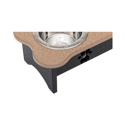 Three Bowl Dog Feeder - Poly Feeder__Color: Weather Wood / Black - Size: Medium