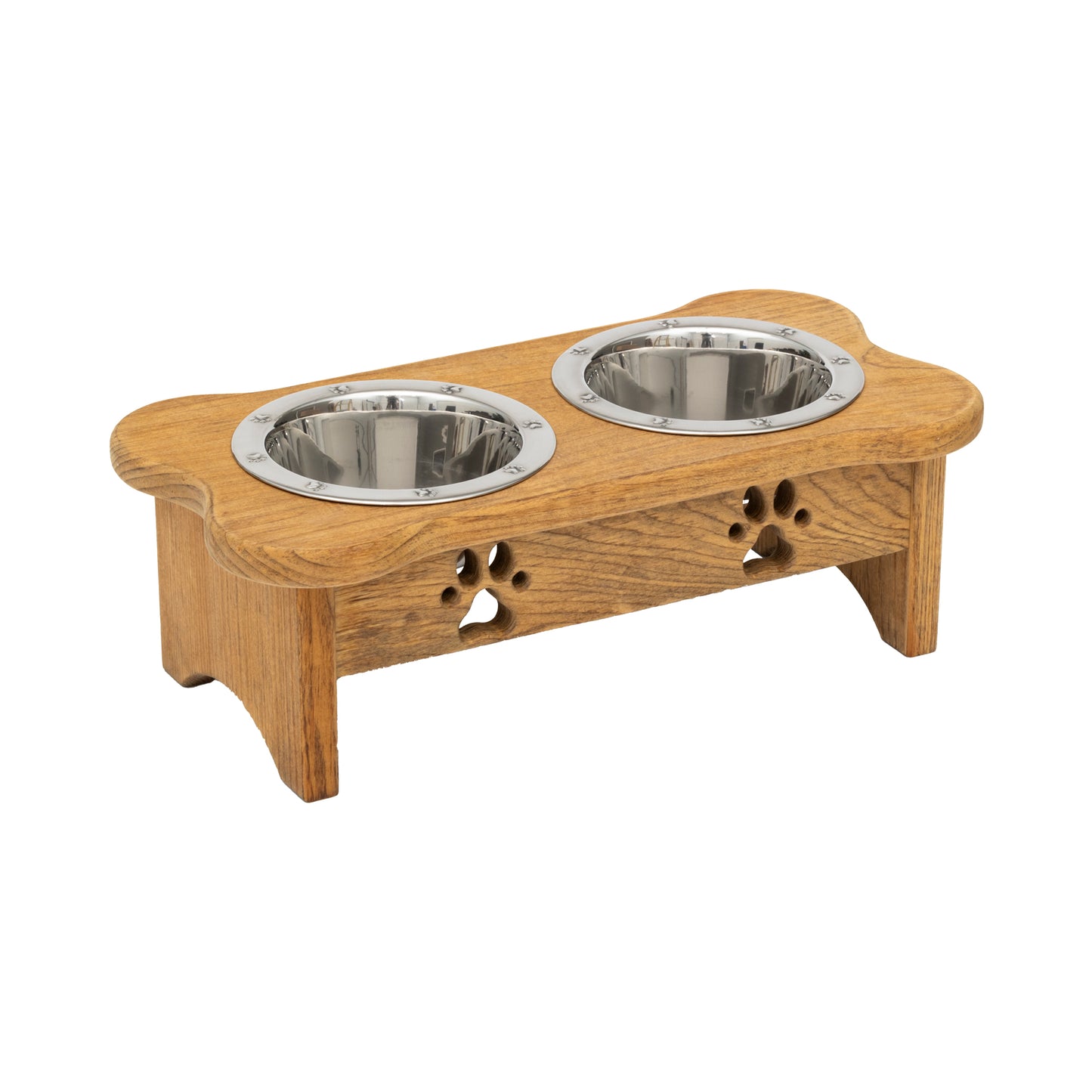 Wooden Dog Bowl Stand - Double Pet Feeder (Stained)__Tall Pint