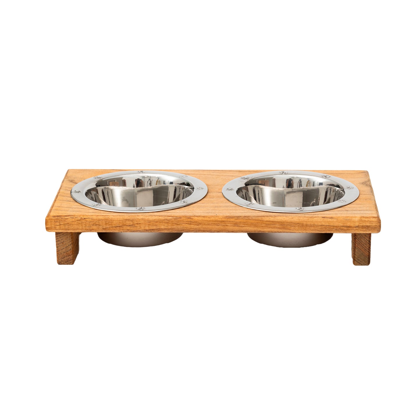 Wooden Elevated Dog Bowls - Double Table Diner (Stained)__Low Pint