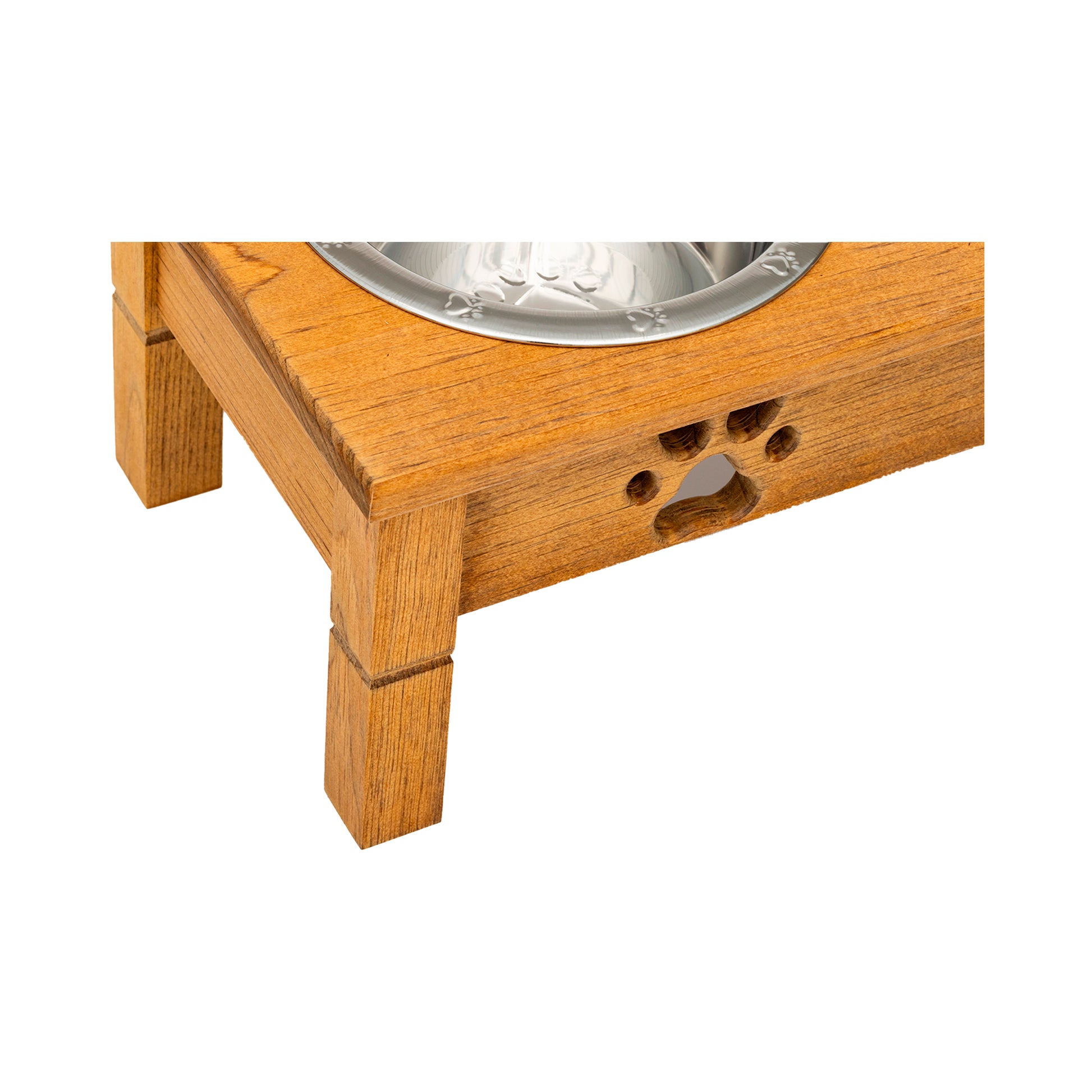 Wooden Elevated Dog Bowls - Double Table Diner (Stained)__Medium