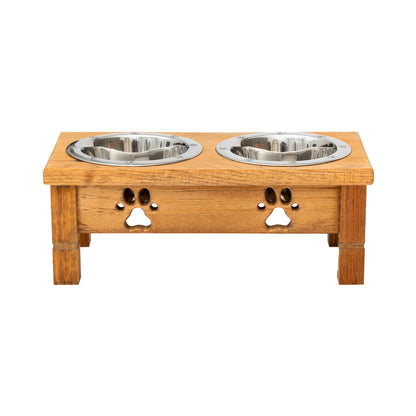 Wooden Elevated Dog Bowls - Double Table Diner (Stained)__Tall Pint