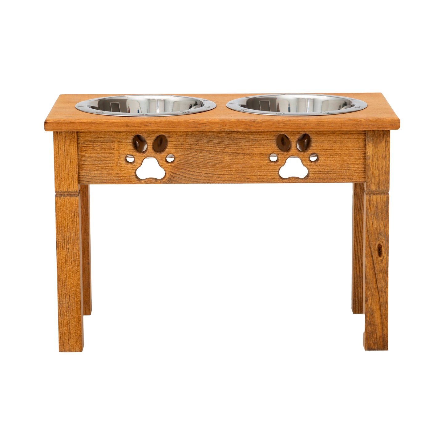 Wooden Elevated Dog Bowls - Double Table Diner (Stained)__Tall