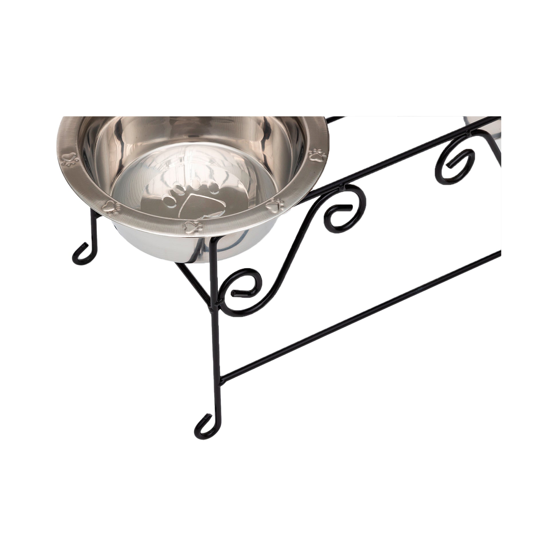 Wrought Iron Dog Bowl Stand - Double Feeder__Color: Black - Size: Medium