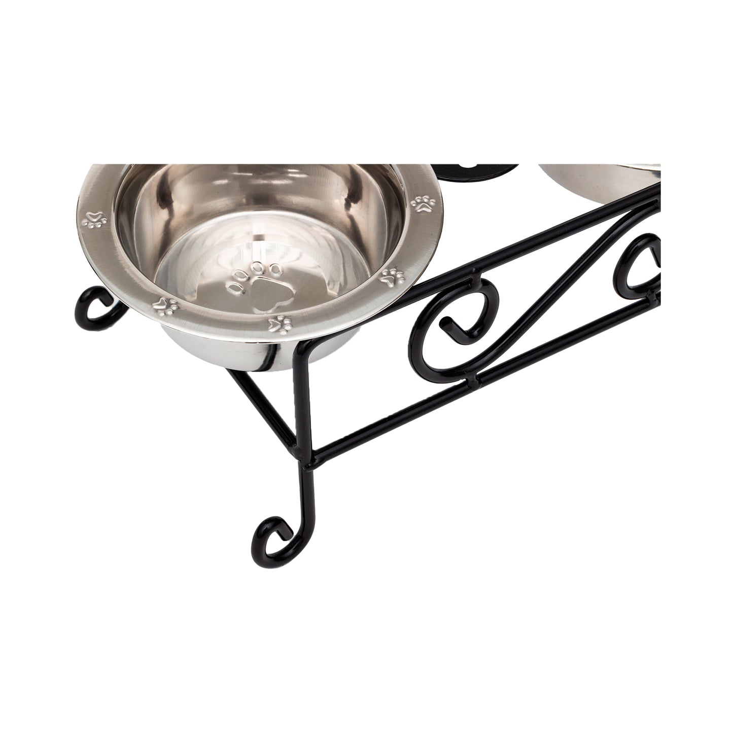 Wrought Iron Dog Bowl Stand - Double Feeder__Color: Black - Size: Tall Pint