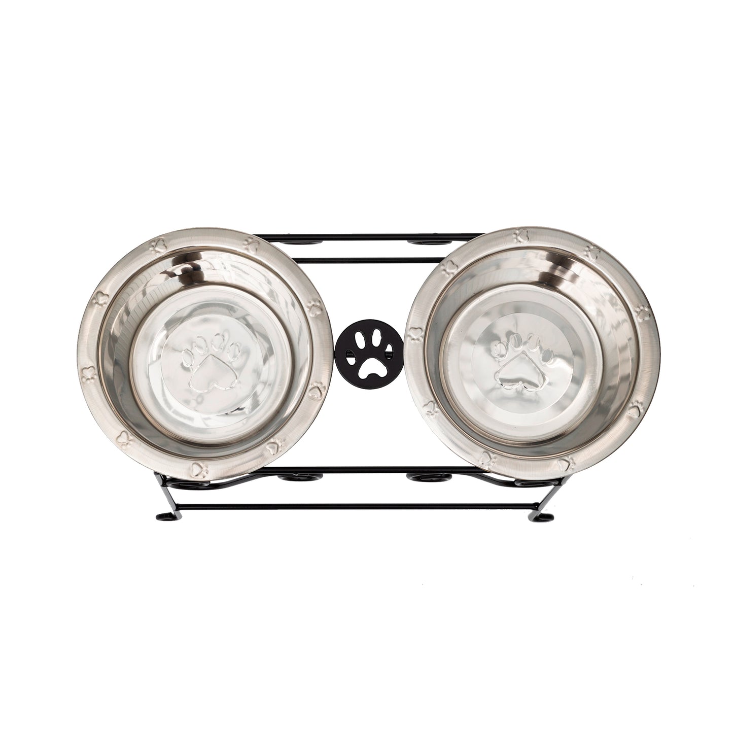 Wrought Iron Dog Bowl Stand - Double Feeder__Color: Black - Size: Tall